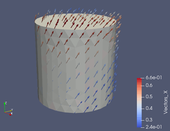 Screenshot of the vector field shown by ParaView